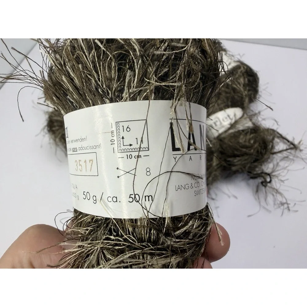 Lang Yarns Starlet Eyelash Made In Italy 100% Polyester Lot Of 9 Brown